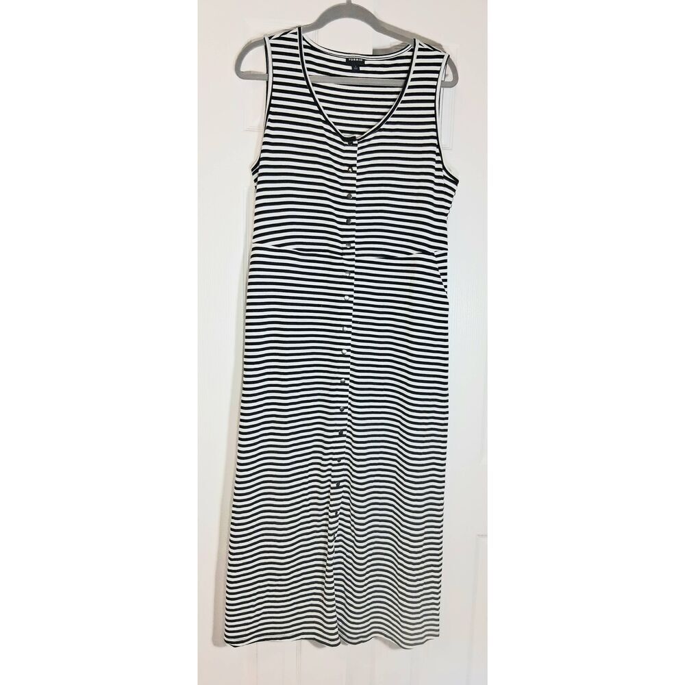 Torrid womens size 1x long maxi dress stretch black white stripe